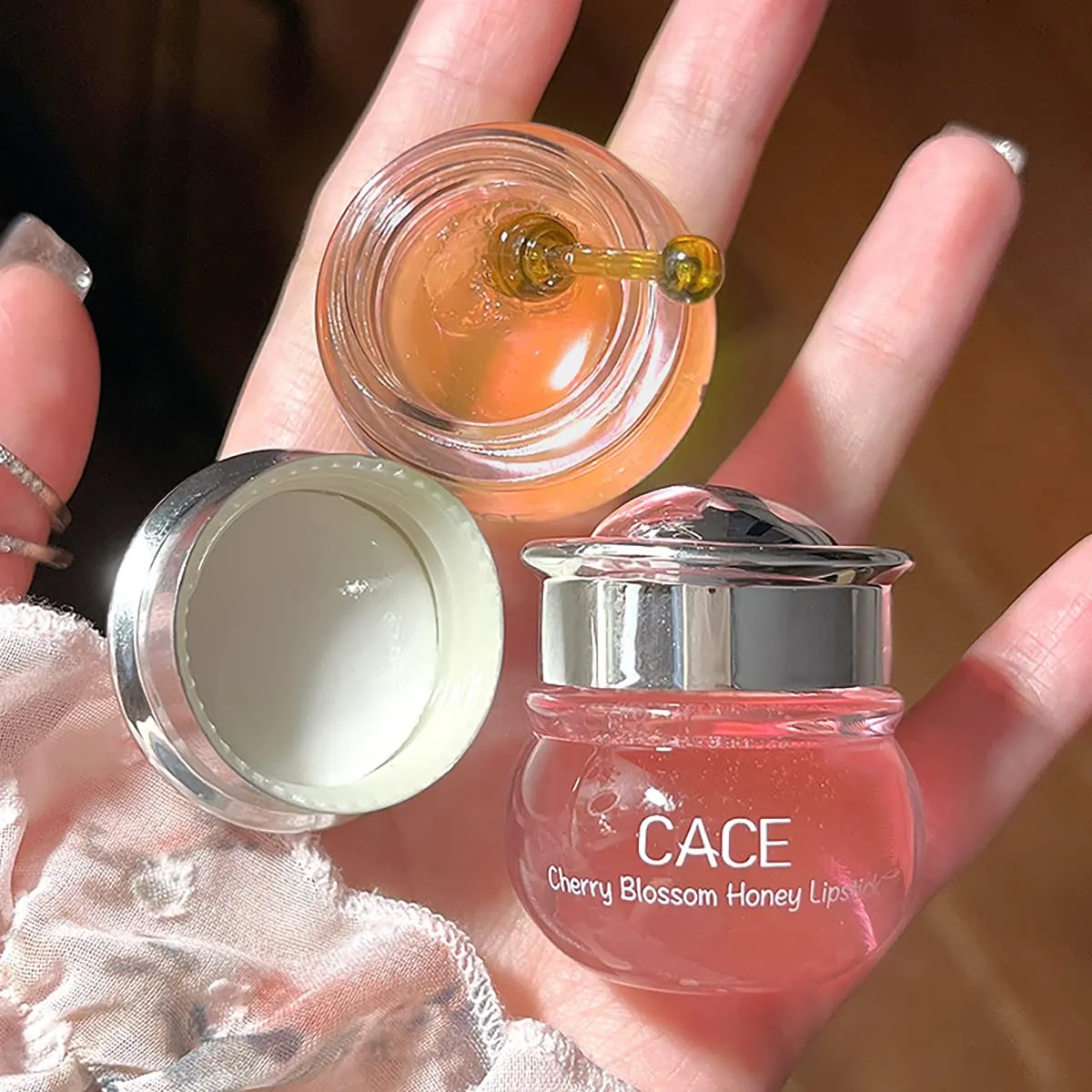 2 Bottles Sakura & Honey Lip Balm, Day & Night Repair Deep Moisture and Fade Lip Lines, Rich in Vitamin E & Cherry Blossom Extract Beeswax Essence Natural Lip Enhancer Care Sleeping Lip Mask