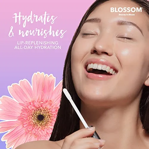 Blossom Moisturizing and Hydrating Shimmer Sparkle Lip Oil with Olive Oil   Grape Seed Oil, Infused with Real Flowers, 3g, Coconut