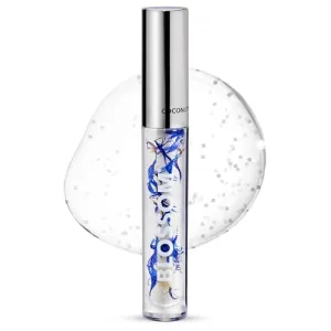 Blossom Moisturizing and Hydrating Shimmer Sparkle Lip Oil with Olive Oil   Grape Seed Oil, Infused with Real Flowers, 3g, Coconut