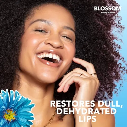 Blossom Moisturizing and Hydrating Shimmer Sparkle Lip Oil with Olive Oil   Grape Seed Oil, Infused with Real Flowers, 3g, Coconut