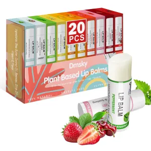 Dmsky Lip Balm Bulk,Fruit Lip Balm, Hydrating Lip Balm for Men Women Kids, 0.15 Oz, 20 count (Pack of 1)