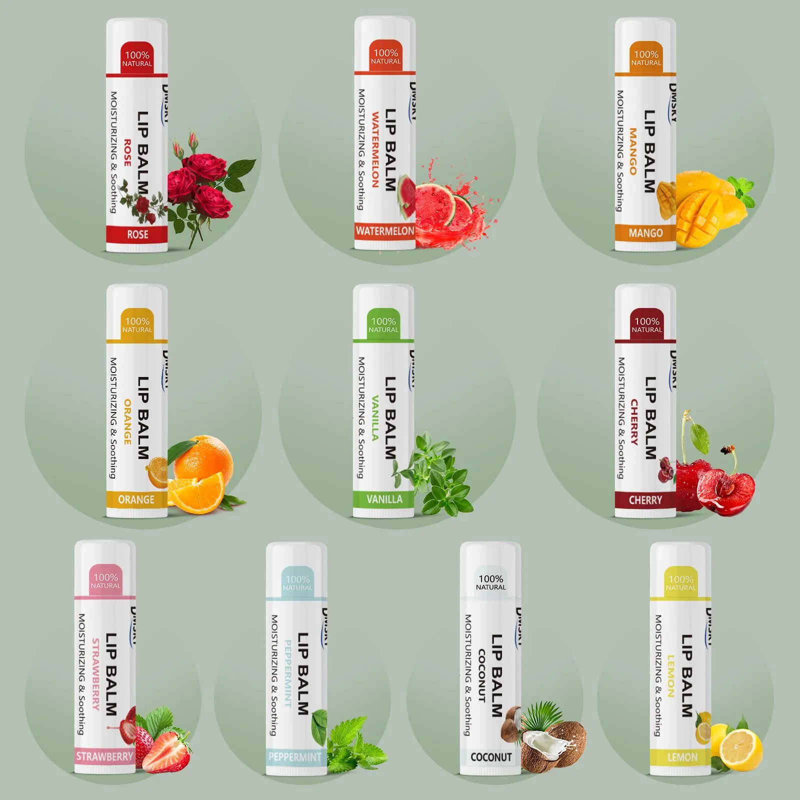 Dmsky Lip Balm Bulk,Fruit Lip Balm, Hydrating Lip Balm for Men Women Kids, 0.15 Oz, 20 count (Pack of 1)