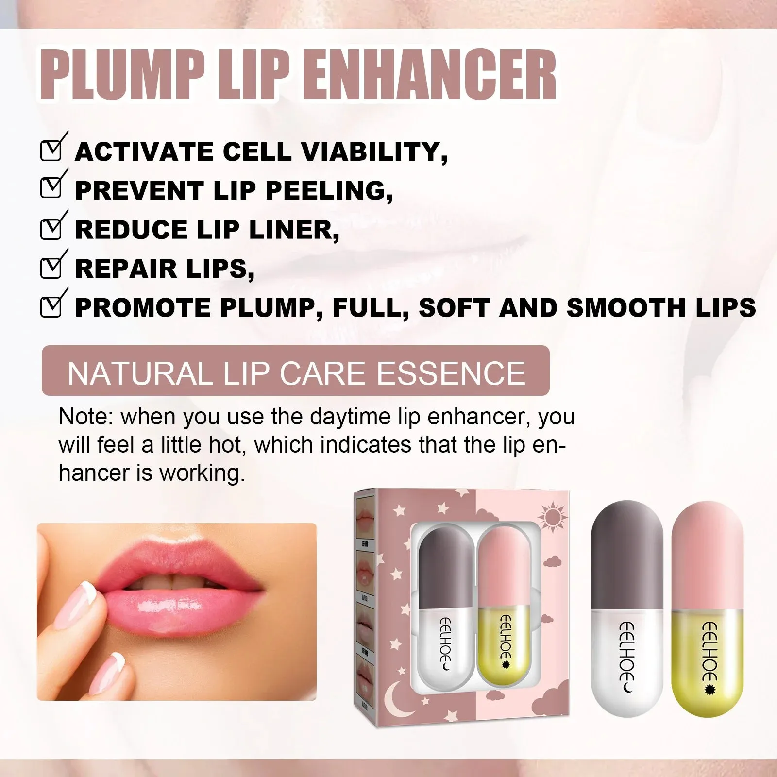 Eelhoe Day And Night Lip Moisturizing Capsule Hydrates To Create Stylish Plump Lip And Hydrating Volumizing Lip