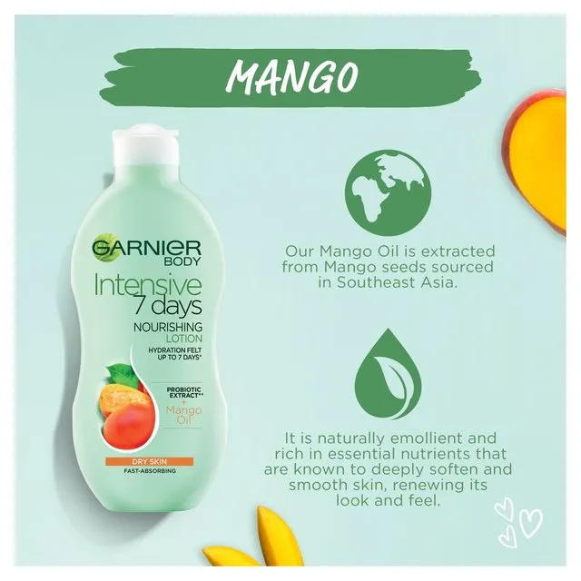 Garnier Intensive 7 Days Mango Probiotic Extract Body Lotion Dry Skin